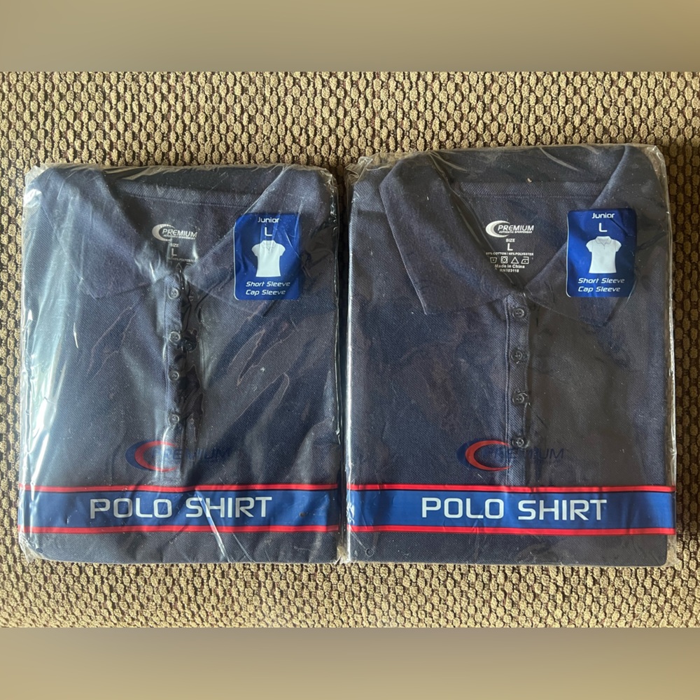 New - 2 Classic Navy Junior Polo Shirts